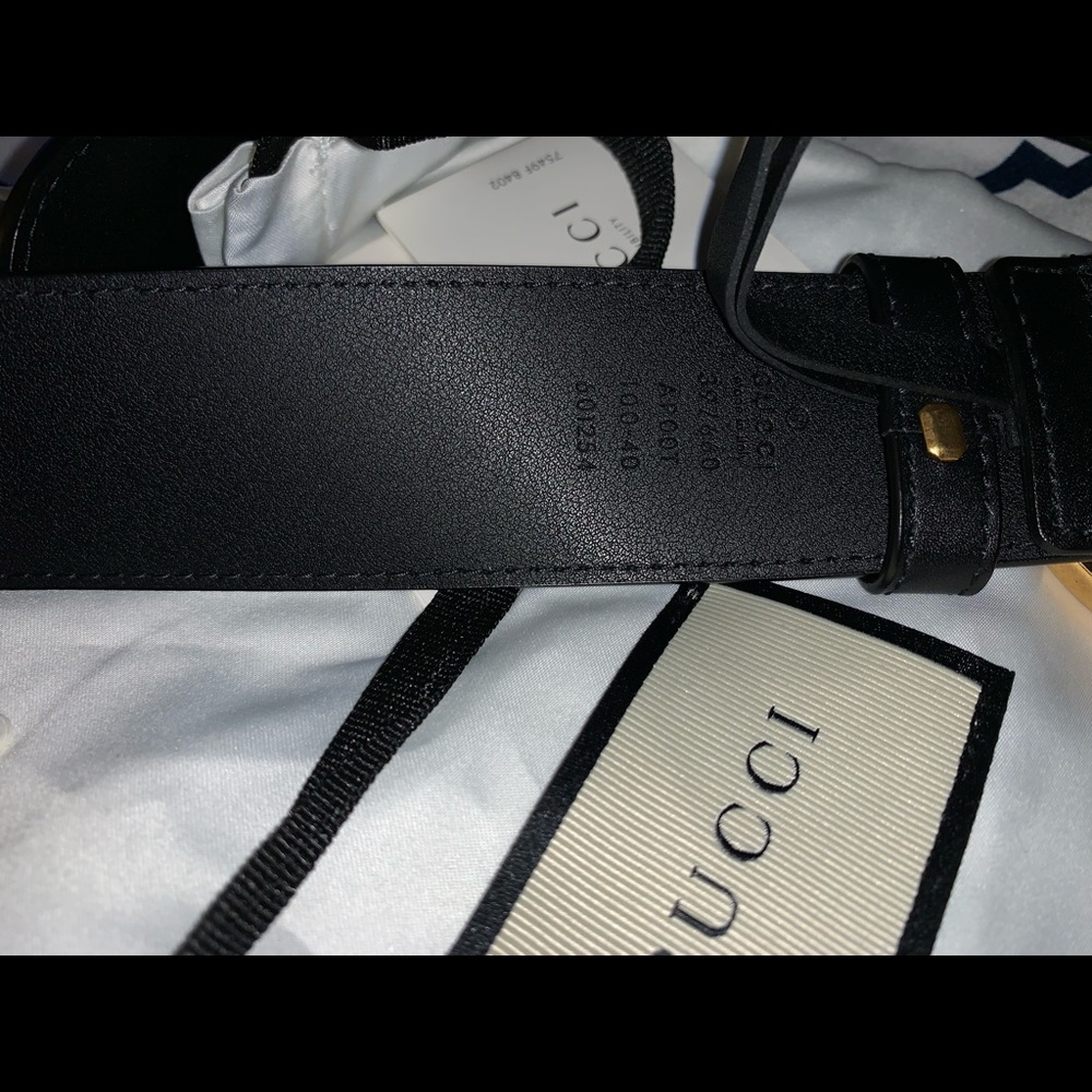 Gucci leather belt double GG